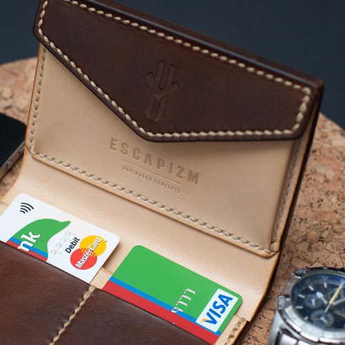 Timber leather bi-fold wallet